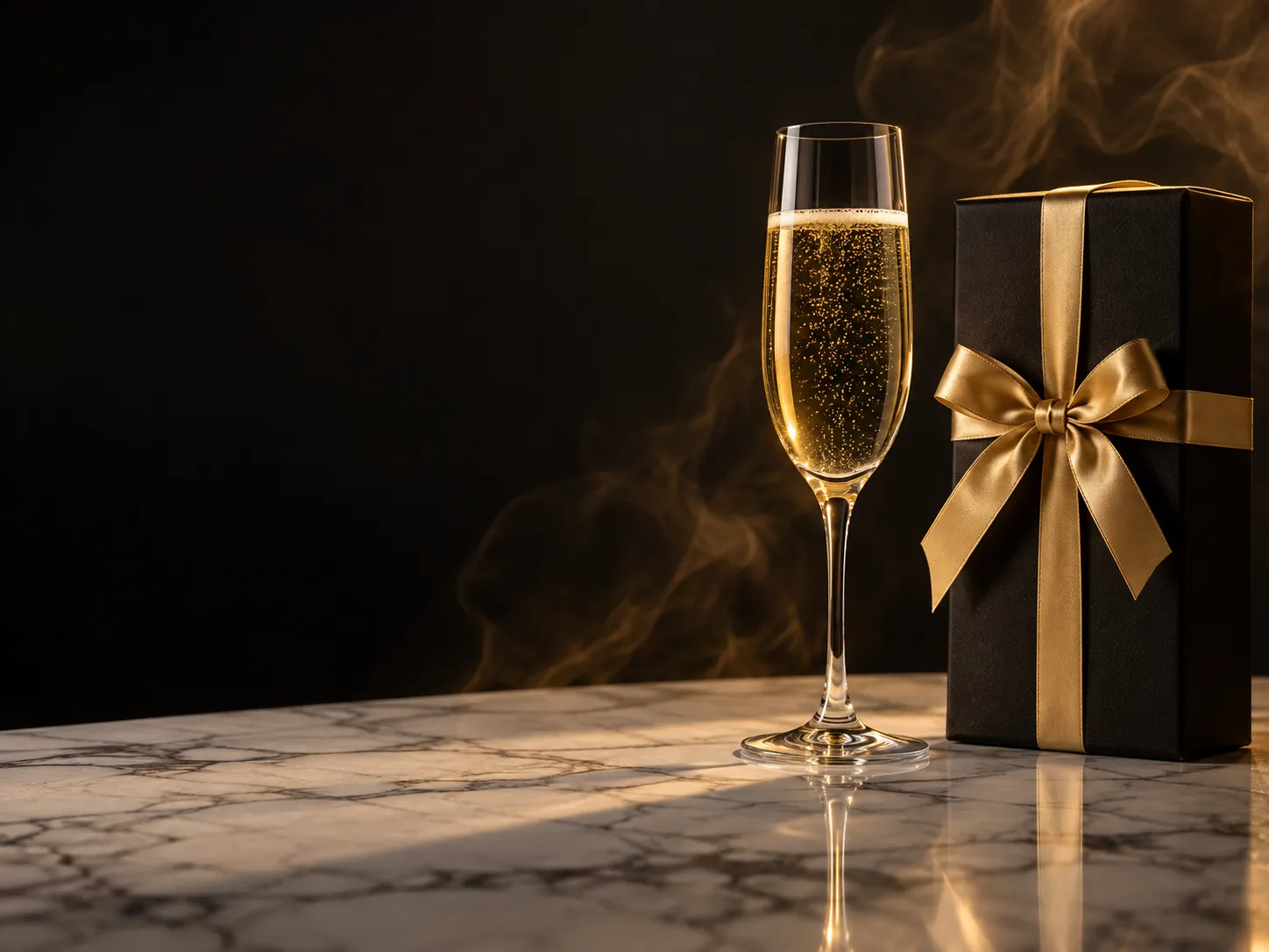 A glass of champagne on a table, marking the move from deposit to play