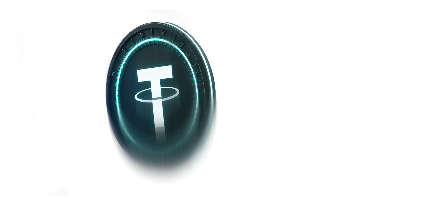Glowing Tether coin representing the USDT withdrawal option