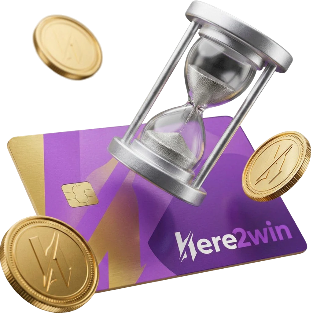 Silver hourglass resting on a purple bank card, standing in for the wait before identity verification clears