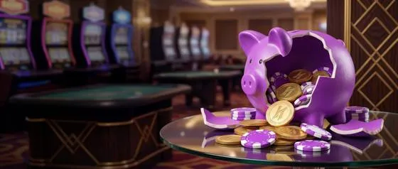 Purple piggy bank spilling gold coins, representing a reload bonus deposit